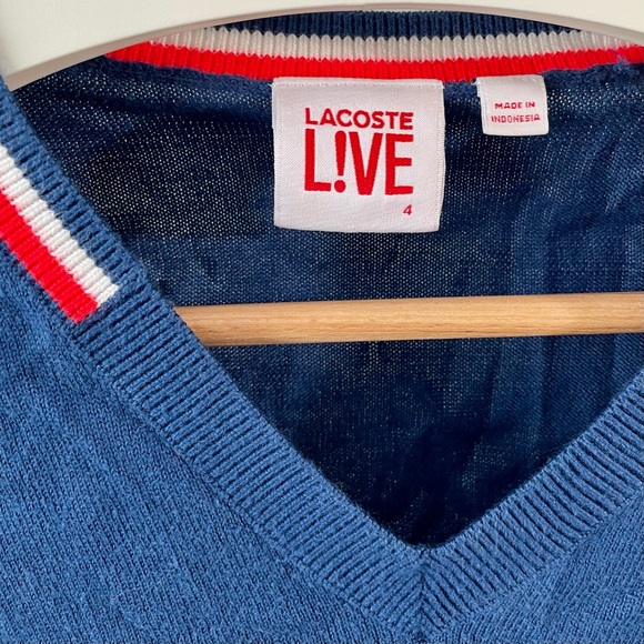 Lacoste LIVE! French Blue V-Neck Sweater - Picture 2 of 5